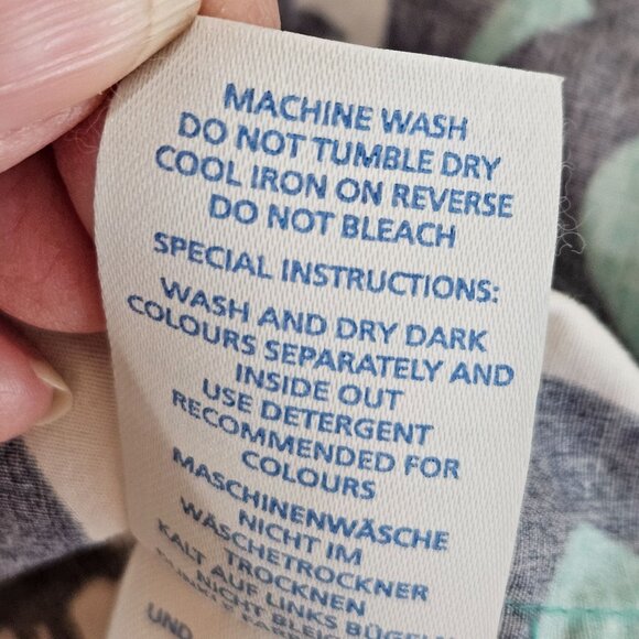 Boden Top Sz 16 Penelope Floral Print Cotton Stretch Top Turquoise Navy - Picture 9 of 9